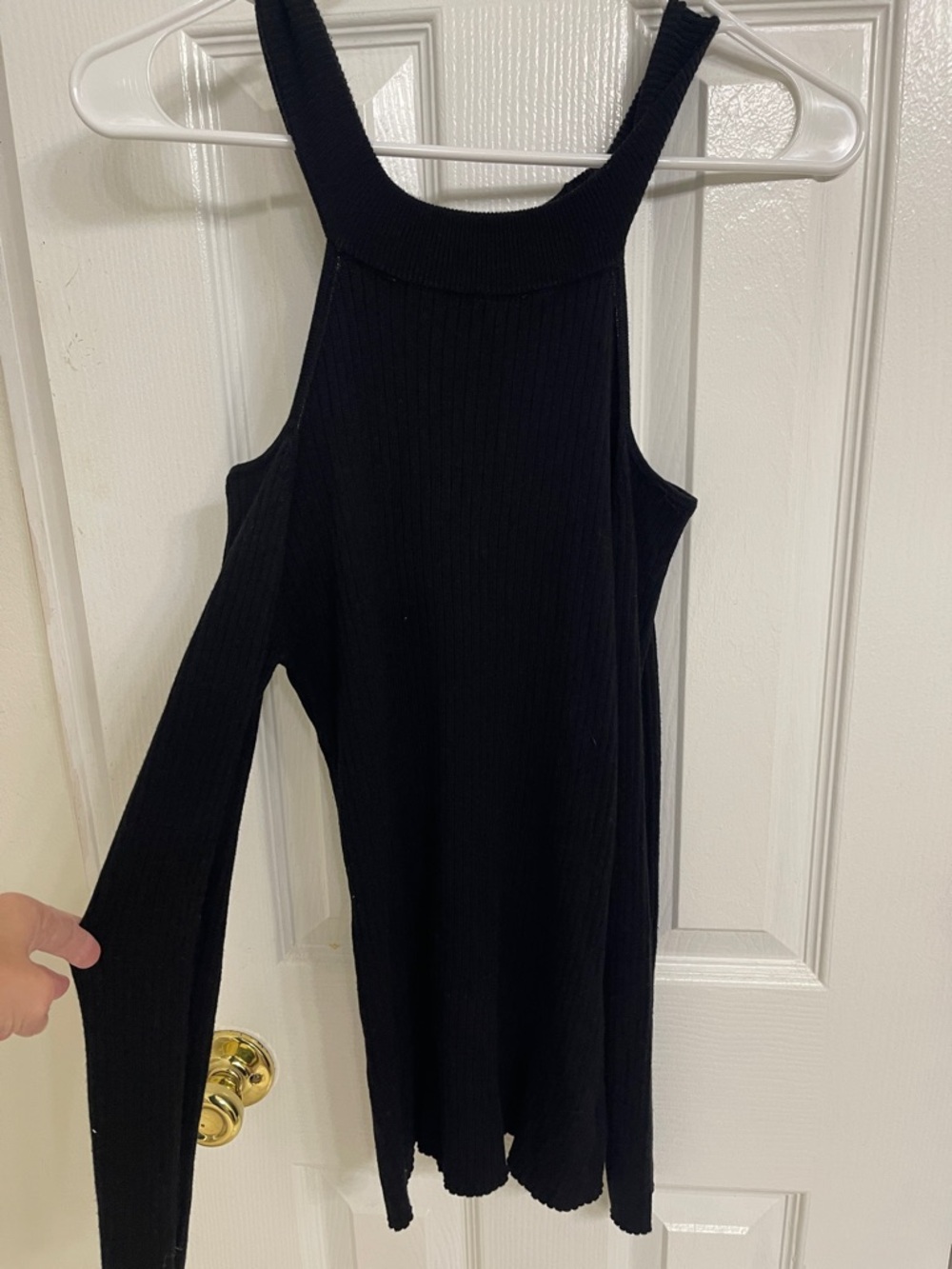Say What? Black Off-the-Shoulder Ribbed Sweater